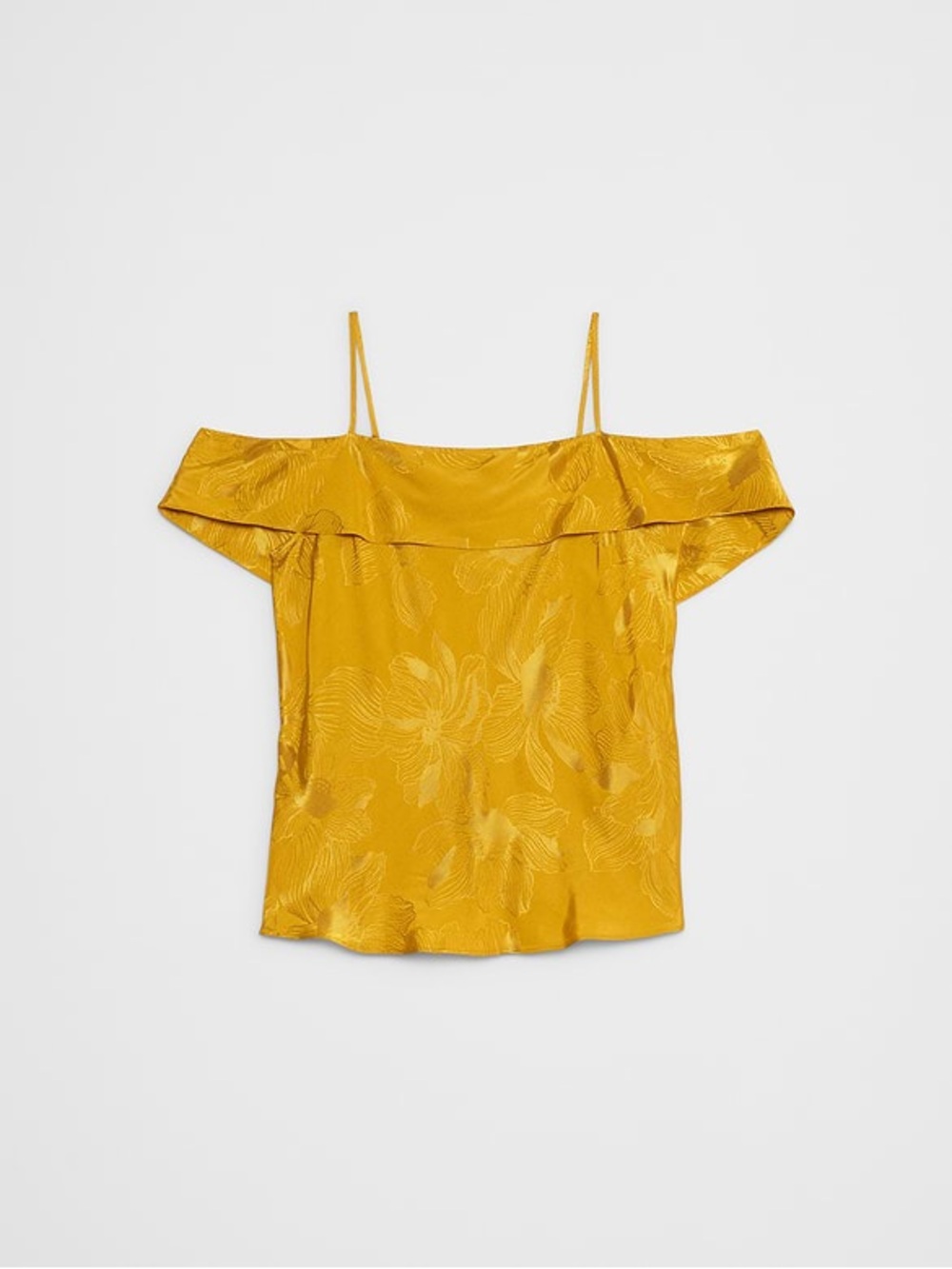 Banana Republic Mustard Satin Off-Shoulder Floral Camisole NWT